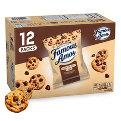 Famous Amos classic chocolate chip cookies in a 12-pack for sharing.