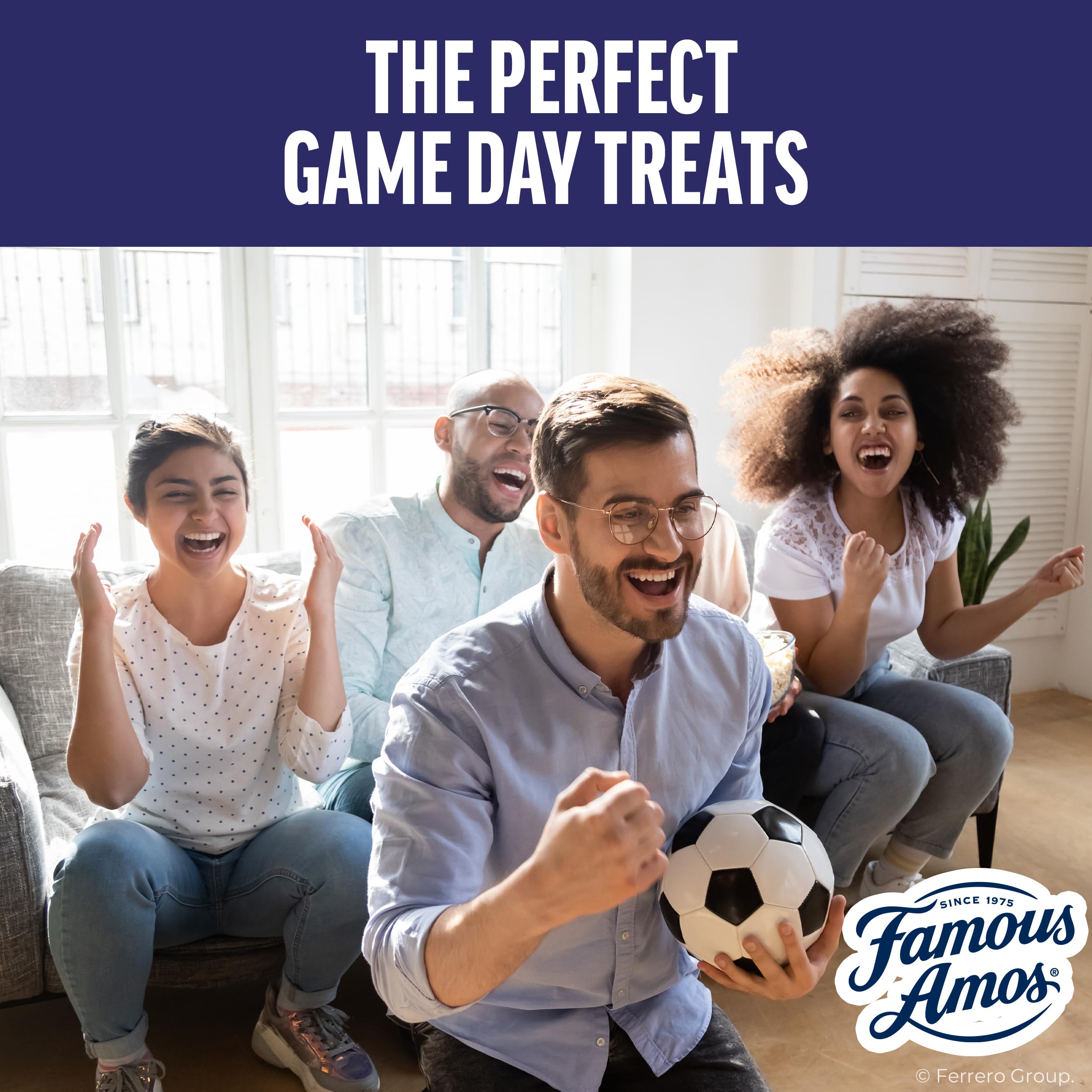 A resealable Famous Amos bag keeping cookies fresh for later