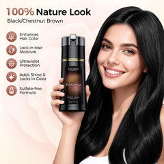 Famyu hair color shampoo with included gloves for easy at-home use.