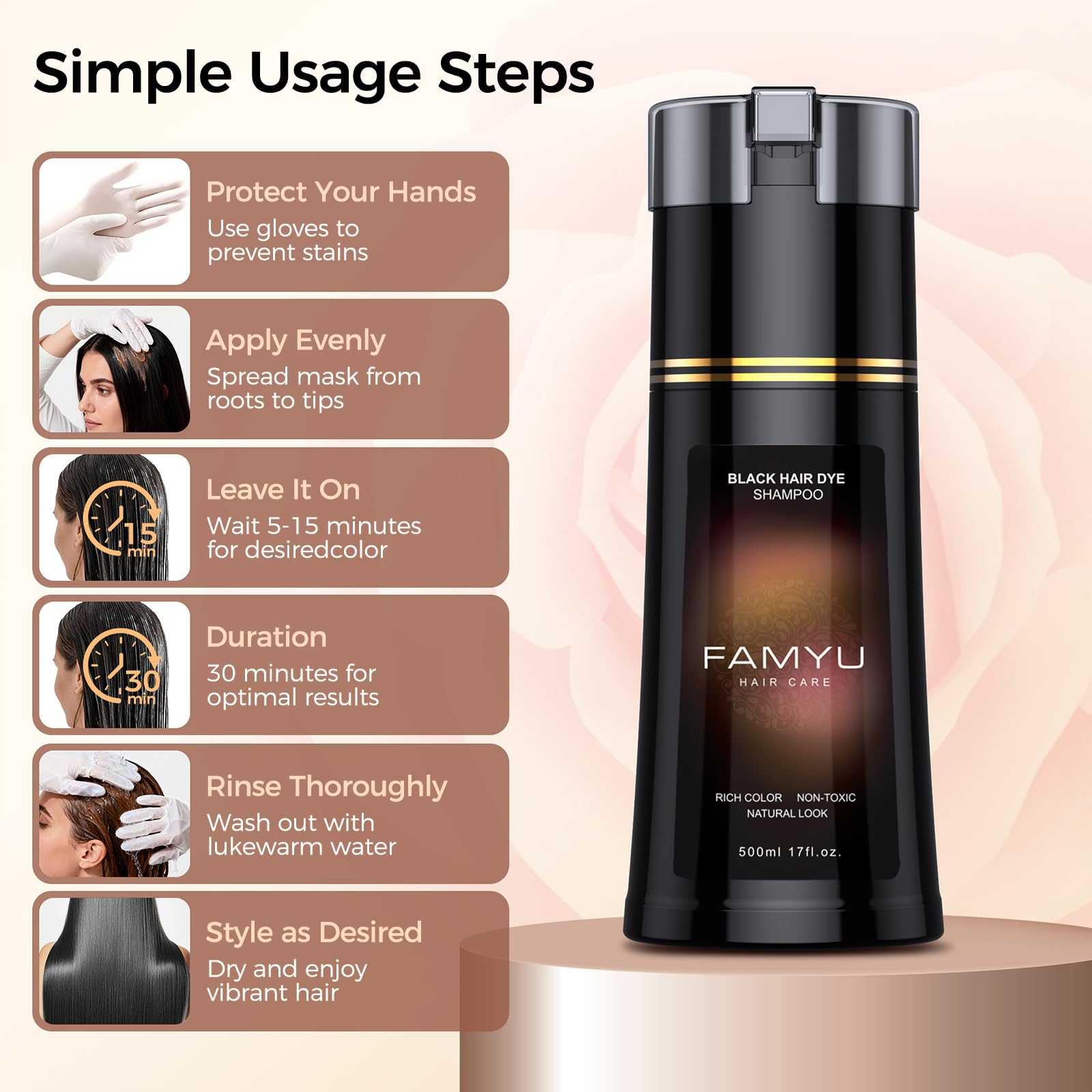 Natural herbal formula highlight for gentle coloring with Famyu.