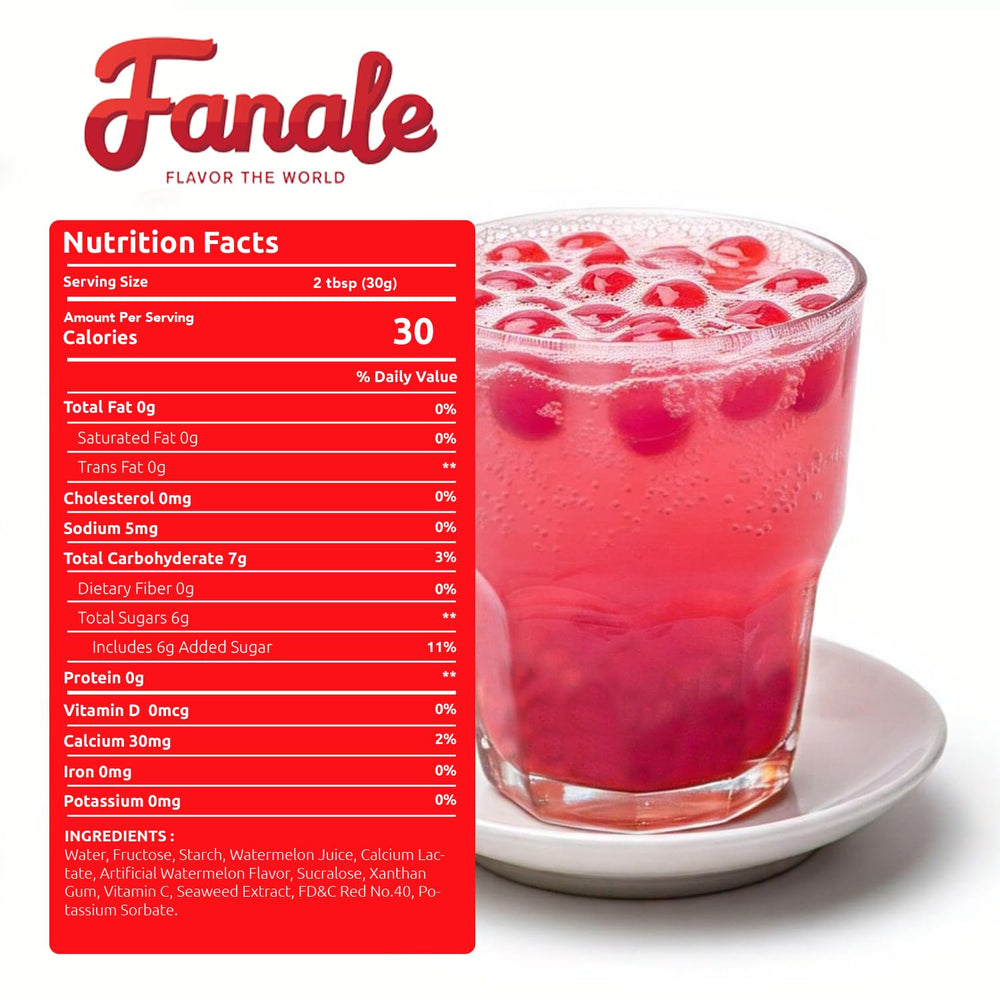 Fanale Watermelon Popping Boba Pearls in bubble tea for a juicy bite