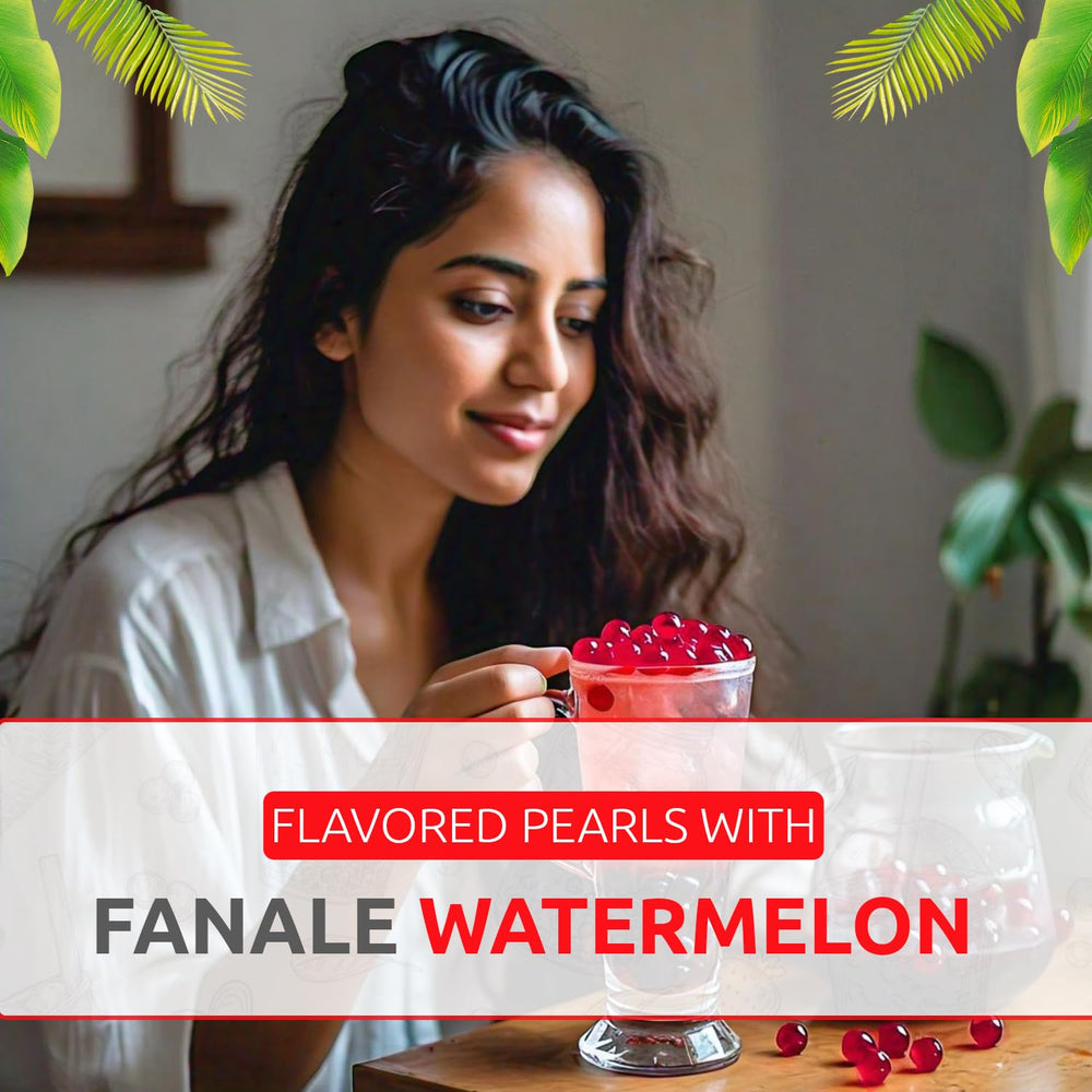 Fanale Watermelon Popping Boba Pearls as dessert topping for frozen yogurt