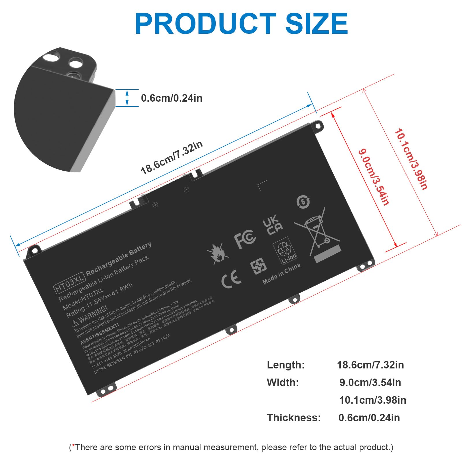 HT03XL 3-cell polymer design highlighted for efficient power delivery.