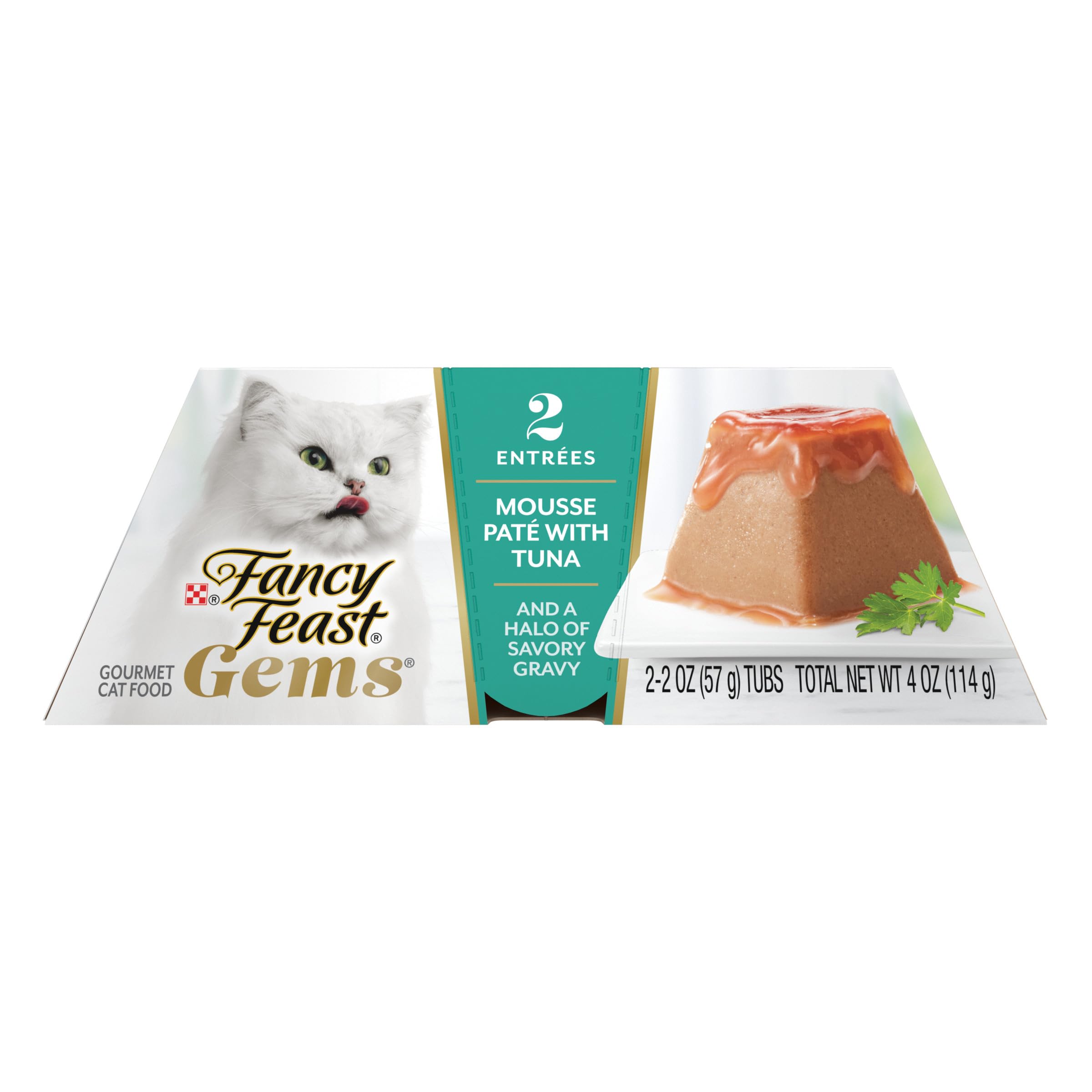 Fancy Feast Gems Mousse convenient packaging for quick meal prep