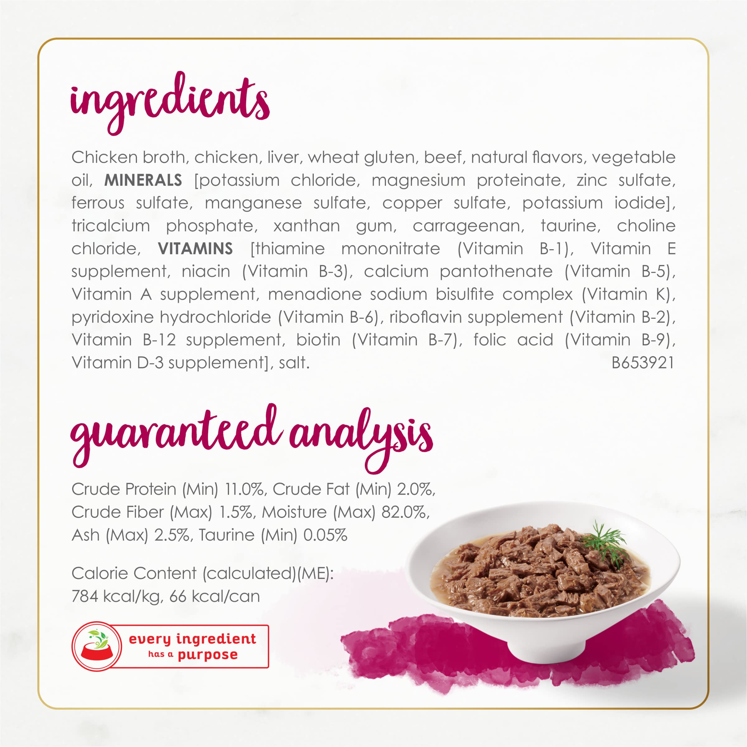 Fancy Feast Gourmet Naturals poulet et boeuf riches en protéines pour chats adultes.