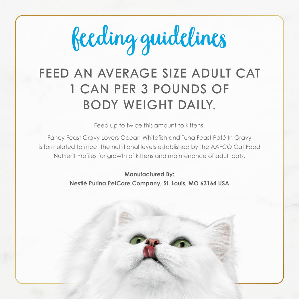 Fancy Feast Gravy Lovers packaging signals balanced nutrition for adult cats