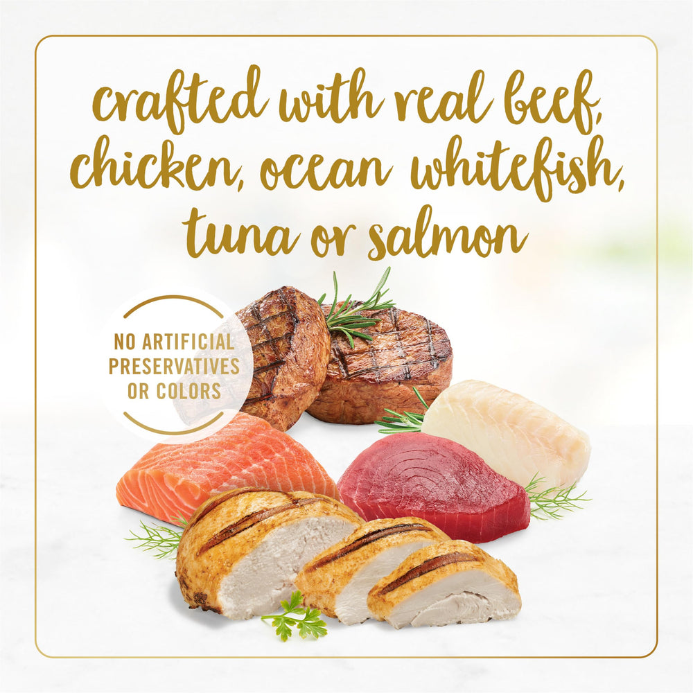 Fancy Feast Gravy Lovers salmon pate with gravy for rich texture.