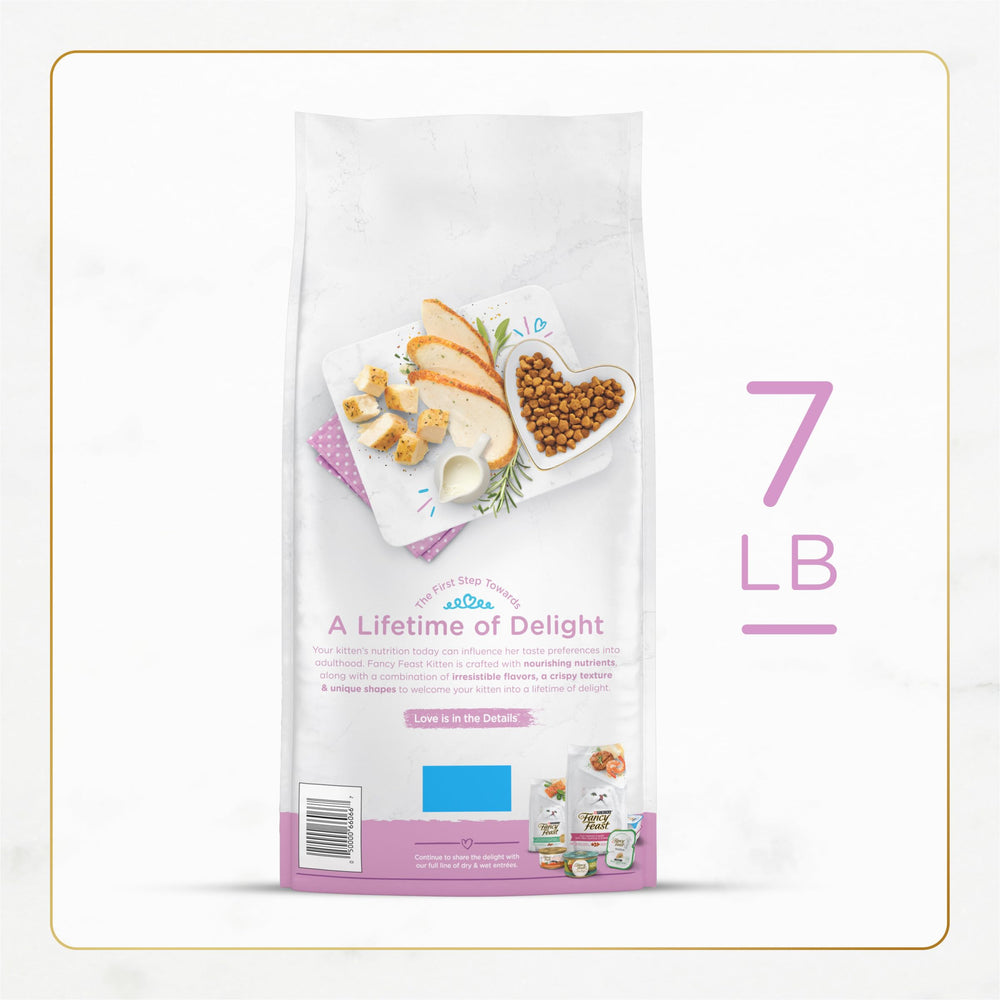 Fancy Feast kitten food features crispy shapes that appeal to curious eaters.