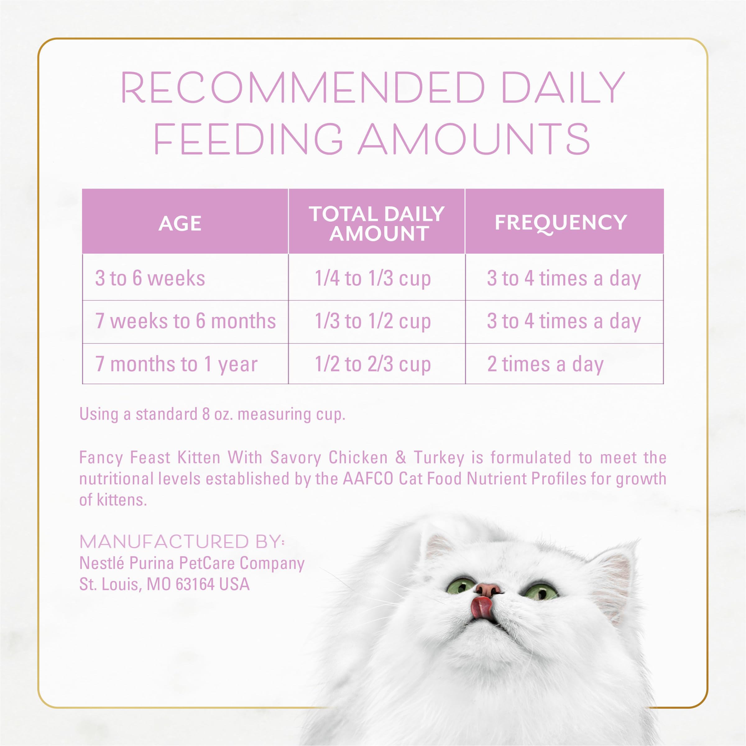 Fancy Feast 7 lb bag on shelf for convenient kitten feeding.
