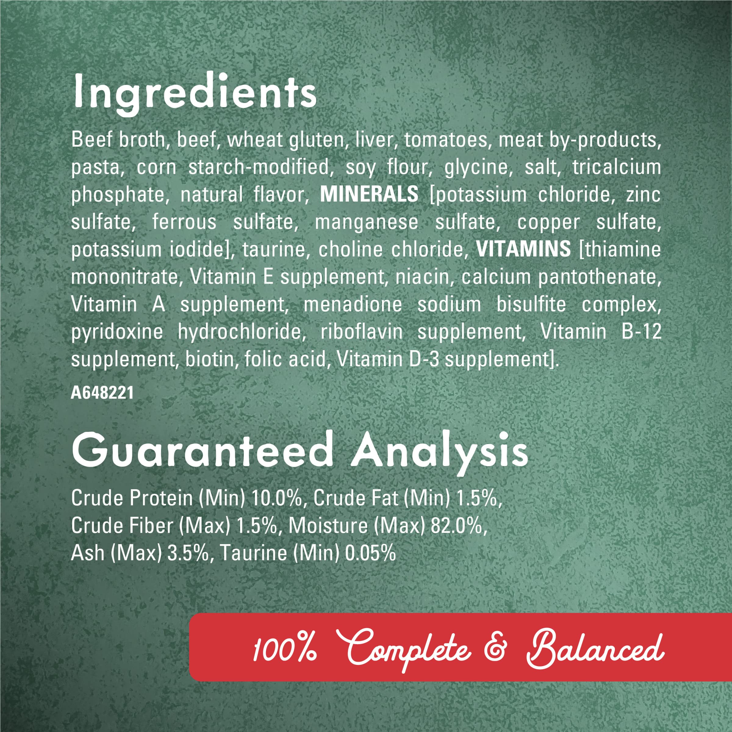 Fancy Feast Medleys beef ragu ingredients beef tomato pasta 3 oz can showcase high quality ingredients.