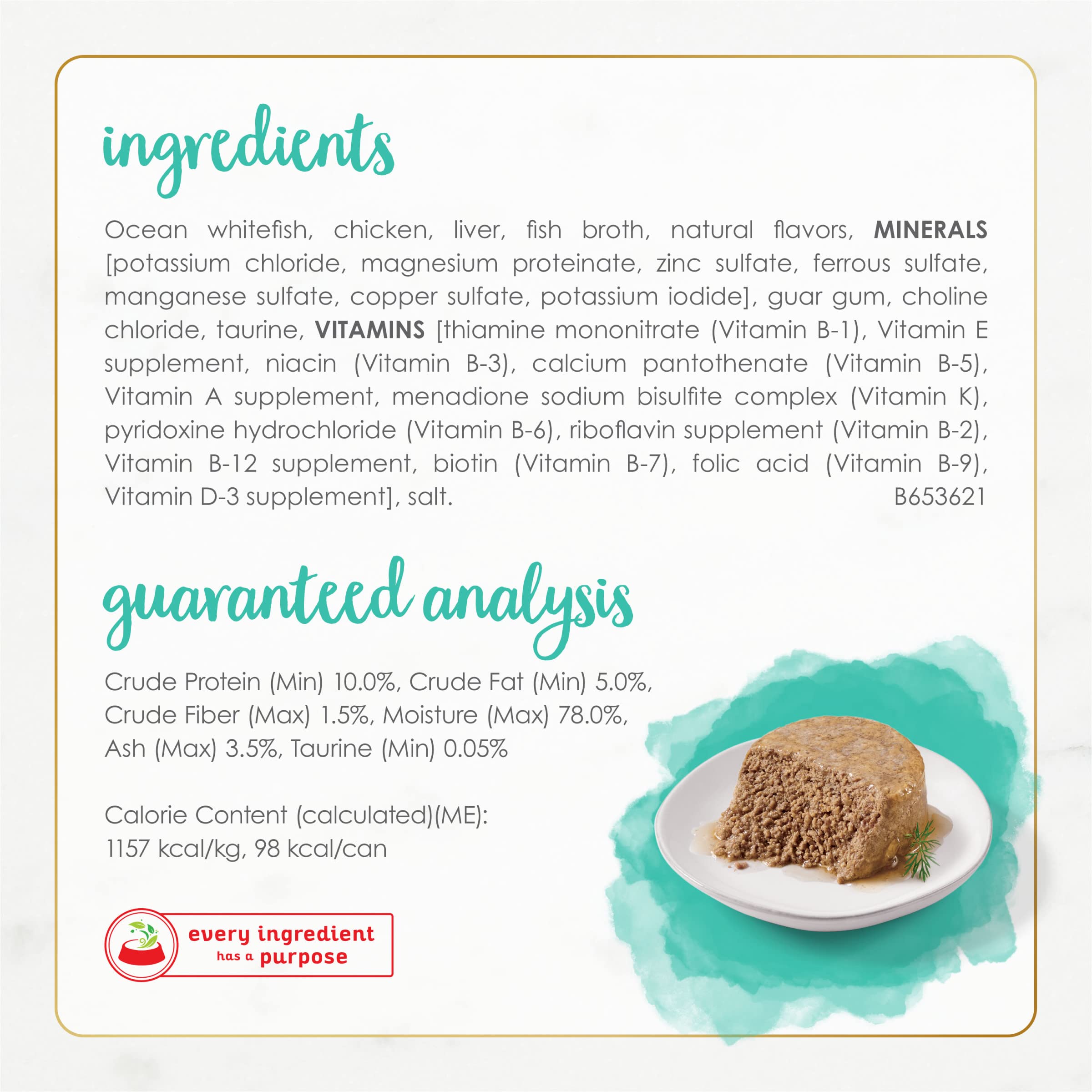 Fancy Feast Ocean Whitefish Pate texture close-up showing soft pâté appeal.