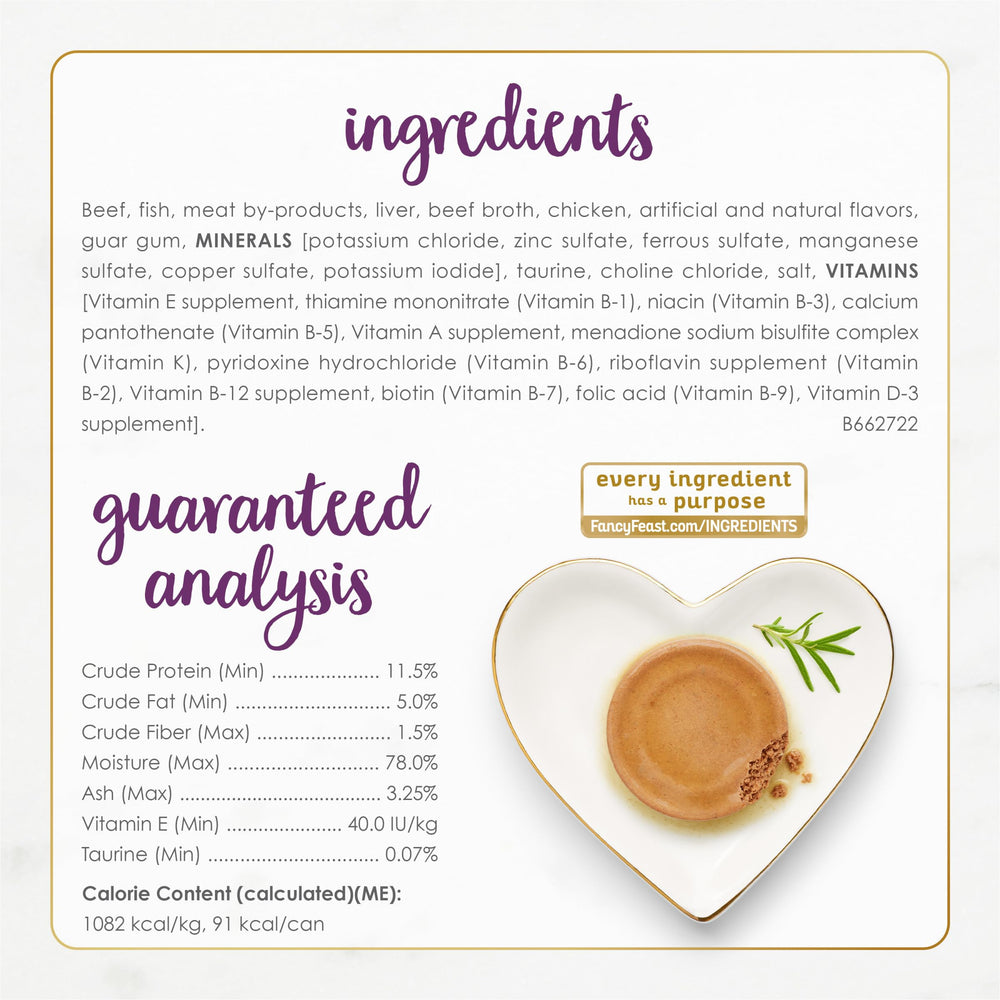 Fancy Feast Pull-tab can closeup, easy serving for busy caregivers.