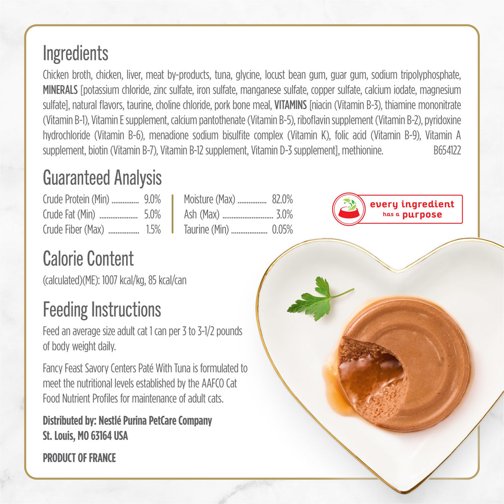 Fancy Feast Savory Centers serving plate with tuna pate and gravy.