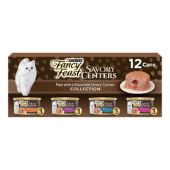 Fancy Feast Savory Centers chicken pate with gravy center; flavorful variety for daily meals.