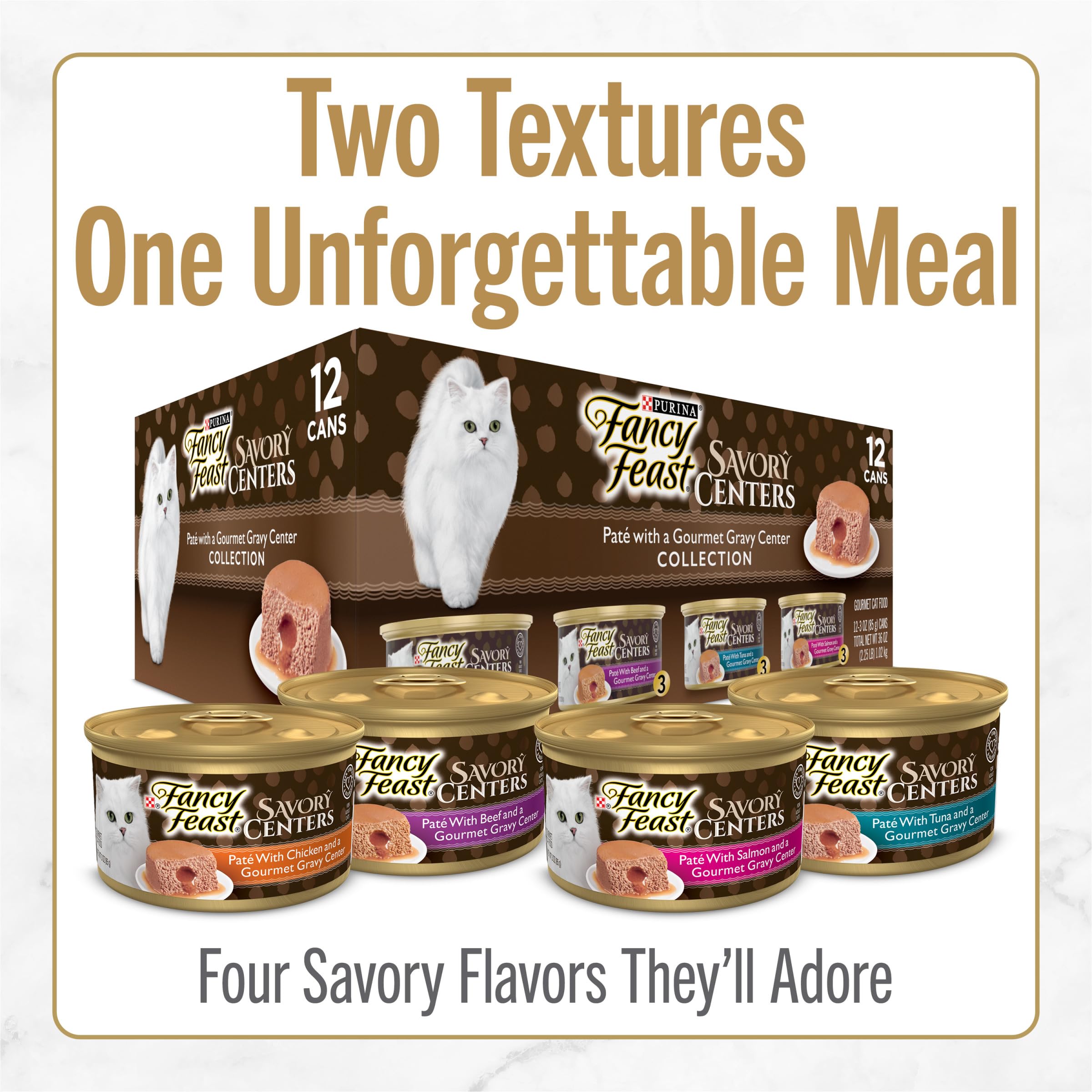 Fancy Feast Savory Centers tuna pate with gravy center offers premium flavor.