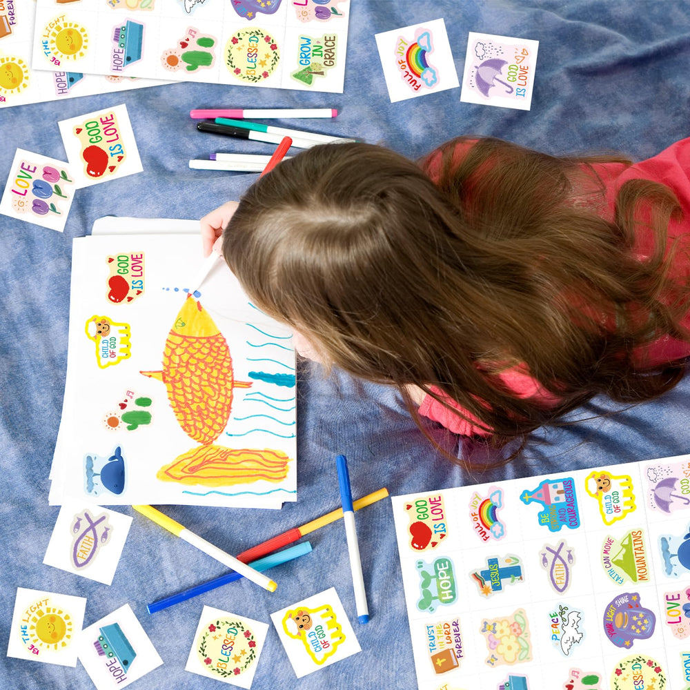 Fancy Land tattoo sheets contain scripture designs for educational, faith-based crafts.