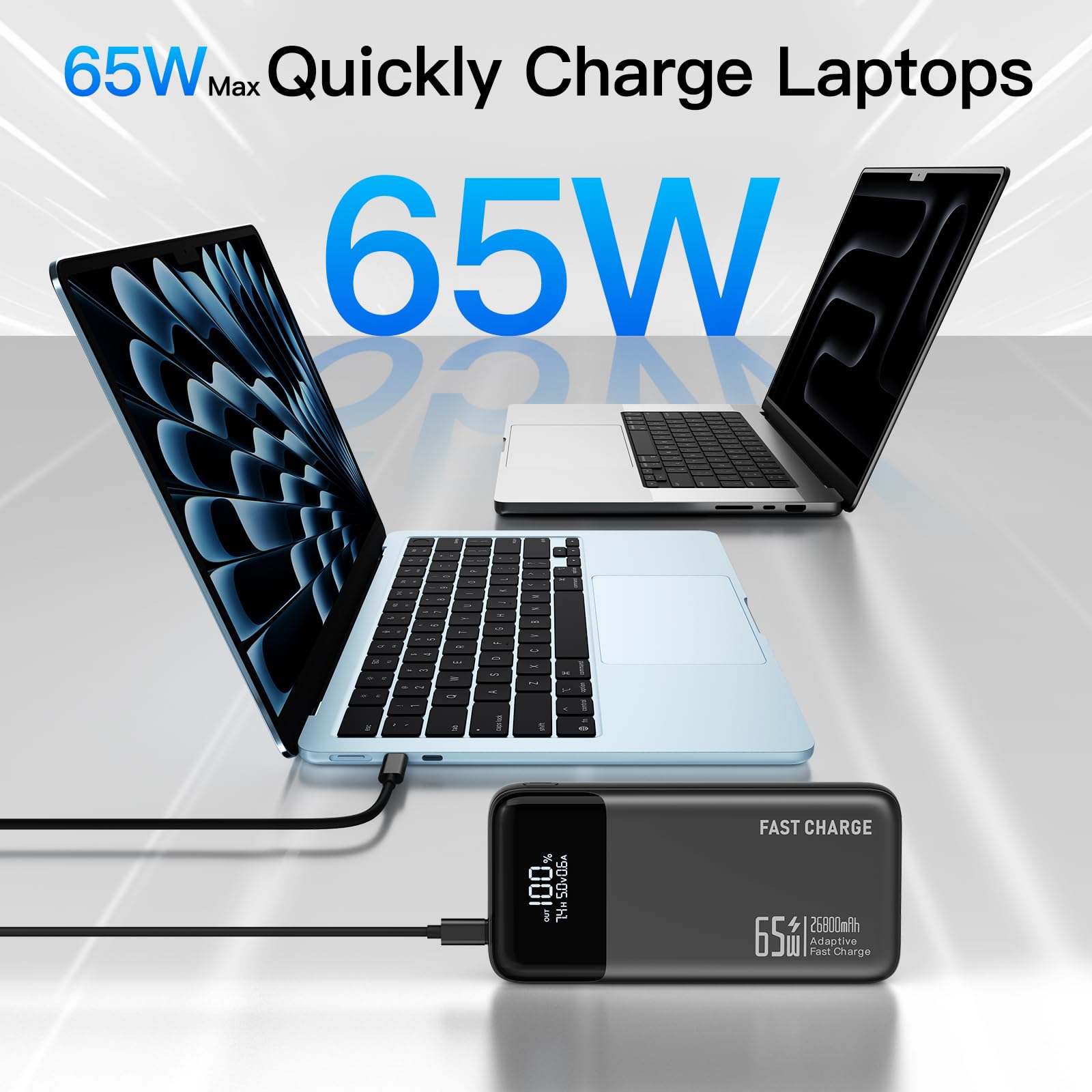 FancyBean 65W USB-C port close-up showcasing laptop charging capability