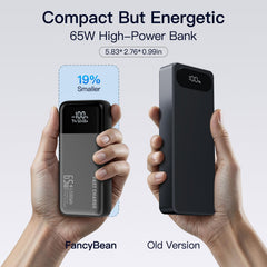 FancyBean triple-device charging ports powering laptop, phone, and earbuds