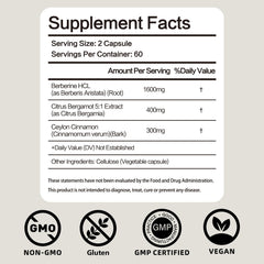 Capsules with cinnamon highlight Berberine HCl formula