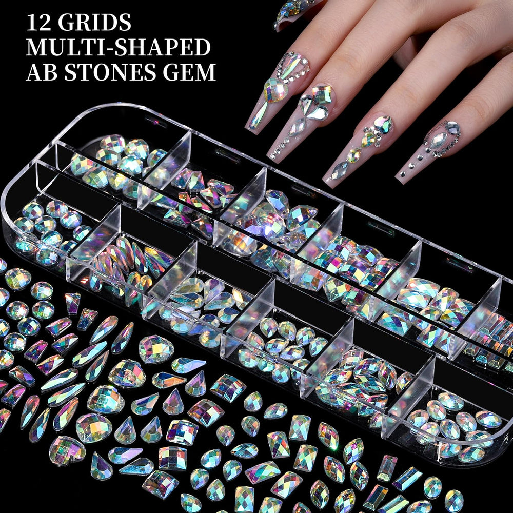 FANDAMEI 12-shape AB gems for versatile nail crafting