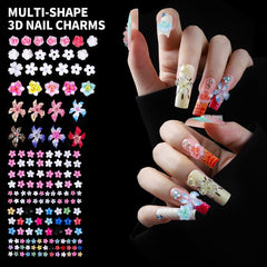 Fandamei 3D heart butterfly and bow charms with iridescent coating for statement nails.