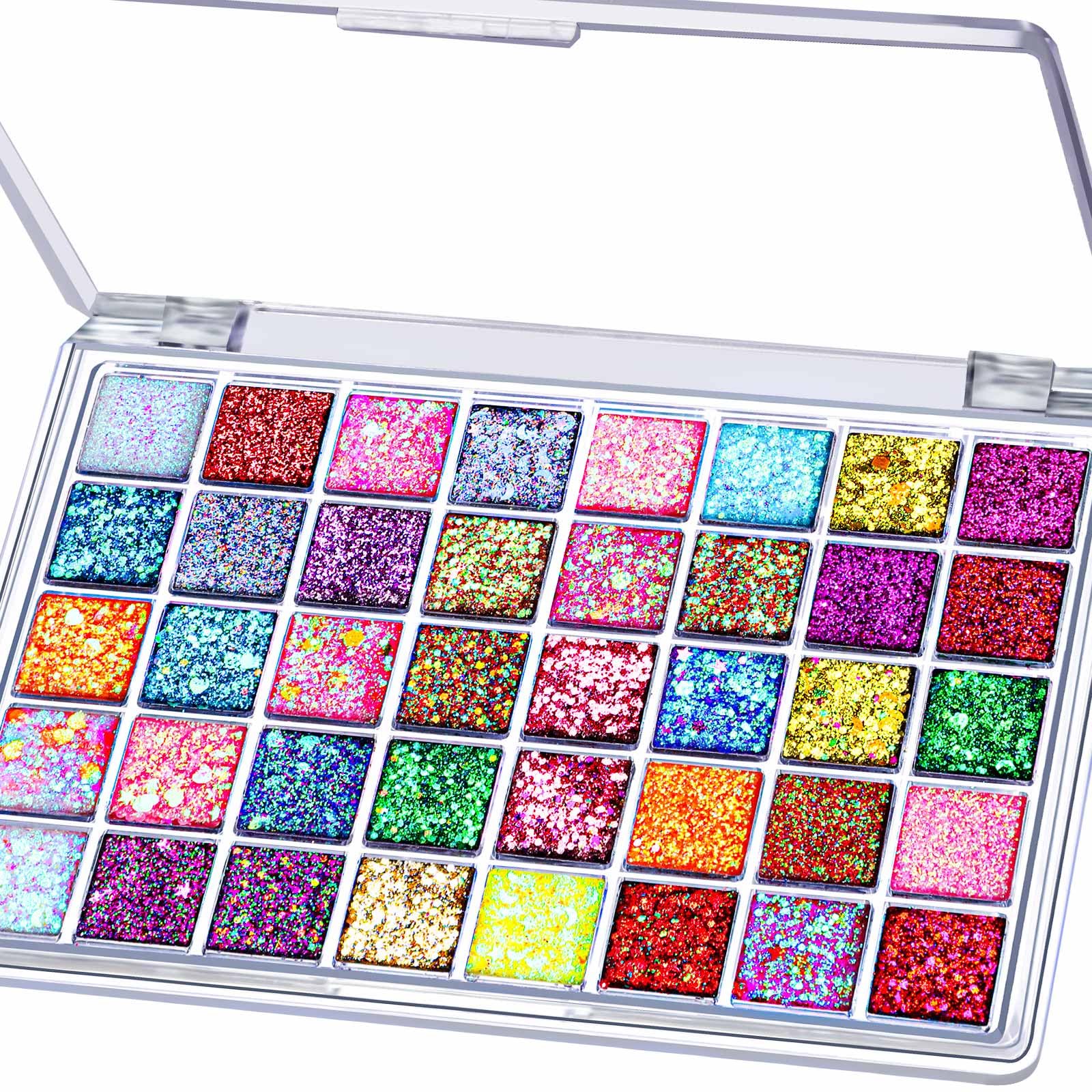 FANDAMEI 40-color face glitter palette for versatile looks on skin