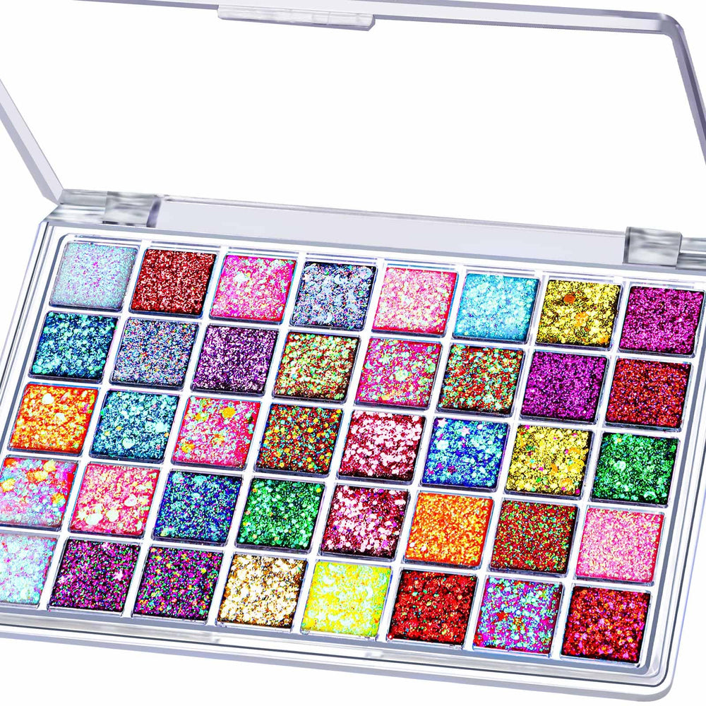 FANDAMEI 40-color face glitter palette for versatile looks on skin