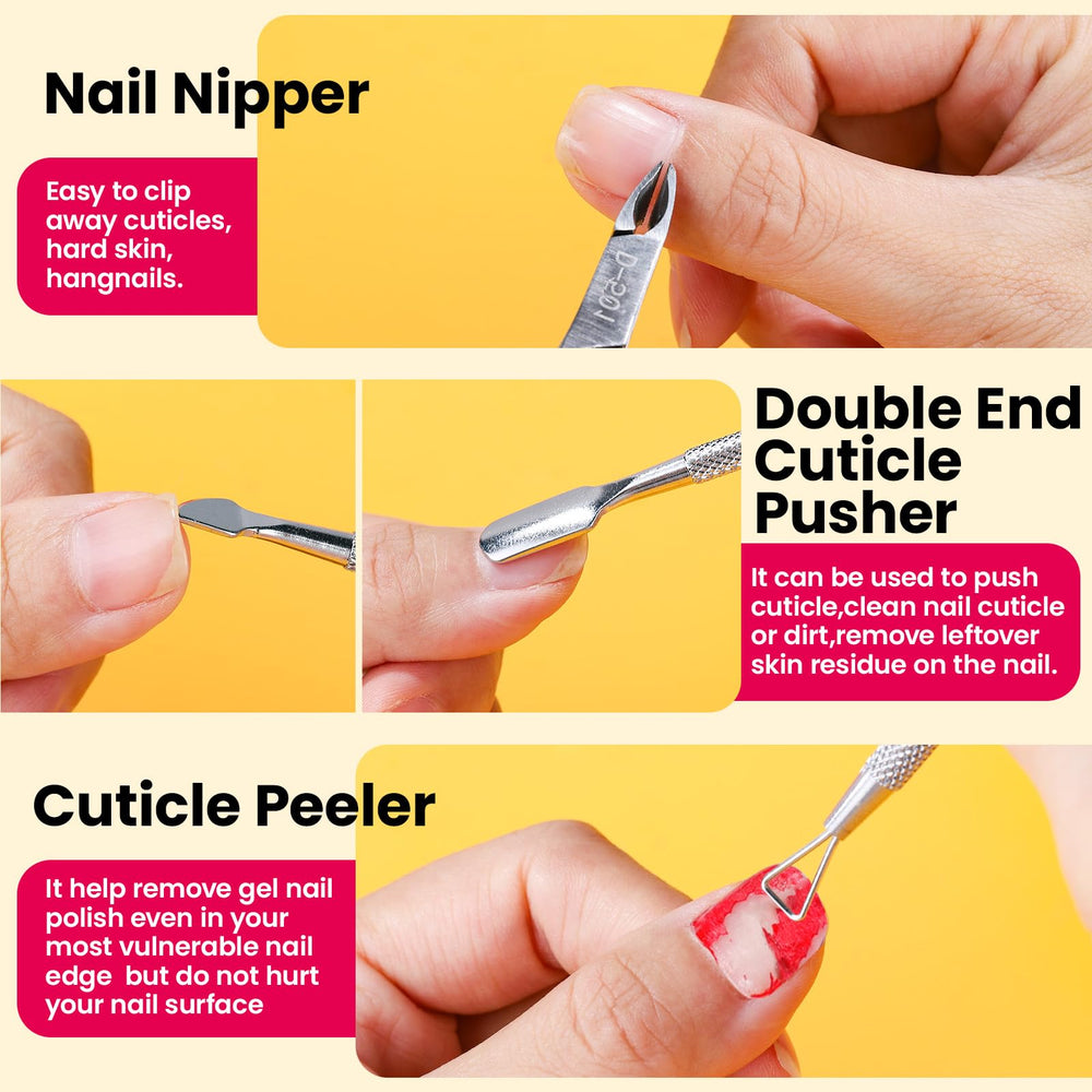 Fandamei cuticle pusher tool for safe cuticle prep