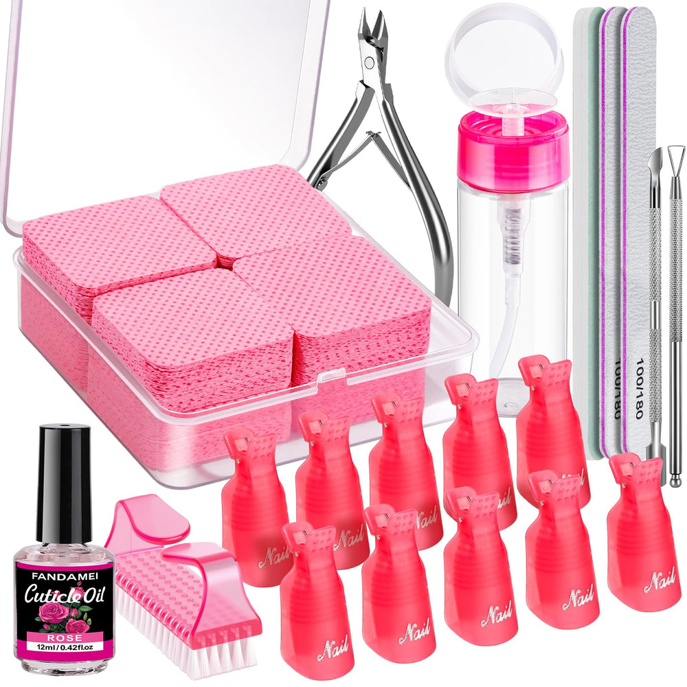 Fandamei gel nail remover tools kit with clips and wipes for gel removal