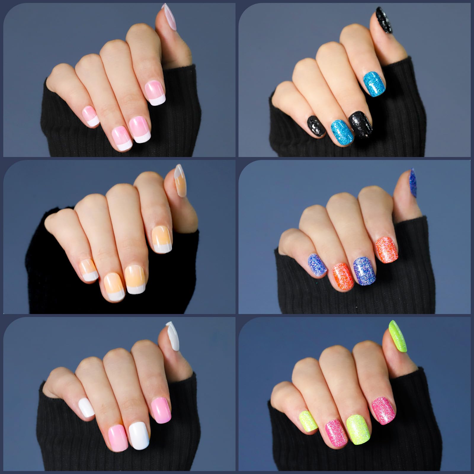 Fandamei glossy solid color nails for a sleek look.