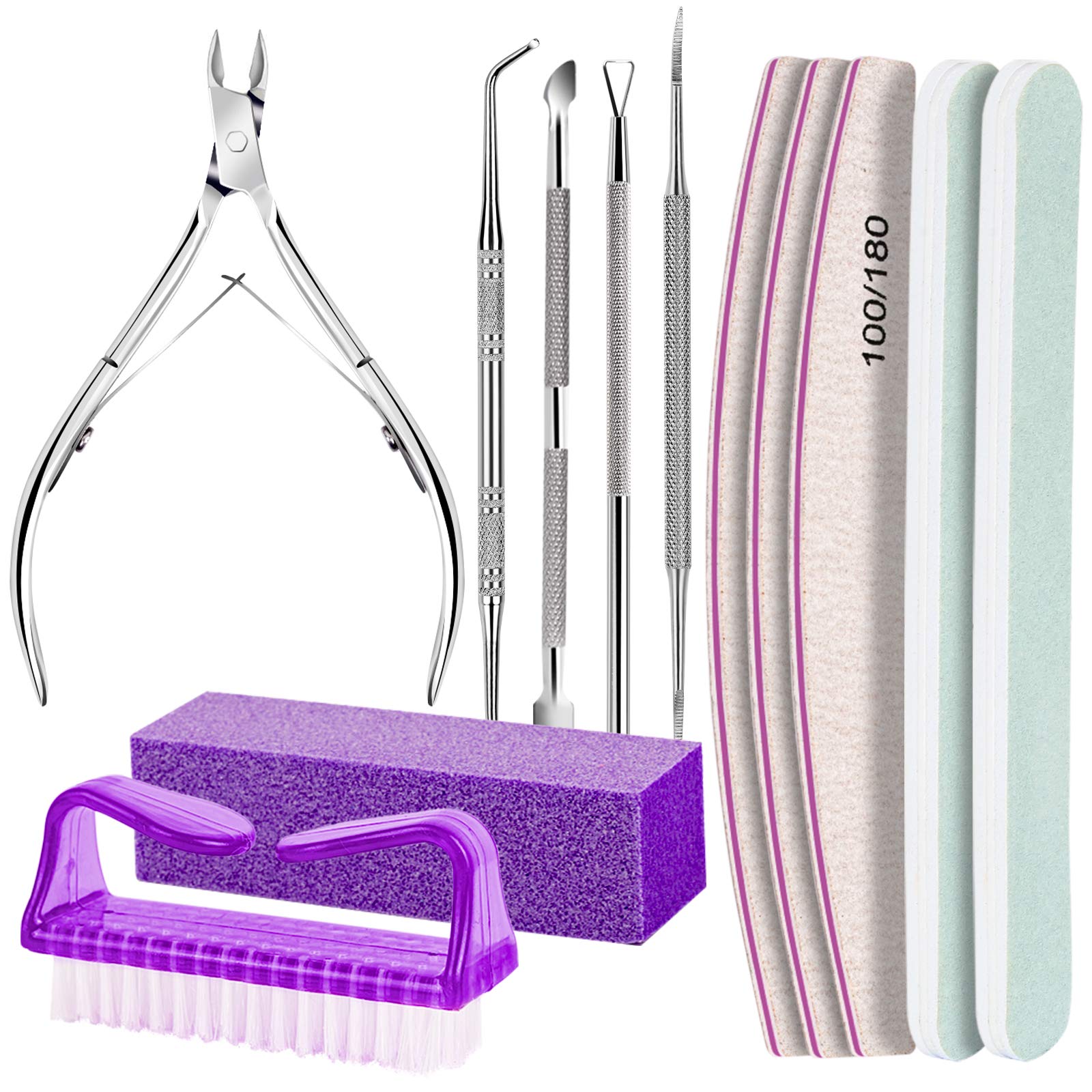 FANDAMEI manicure kit contents for precise filing with 100/180 grit files