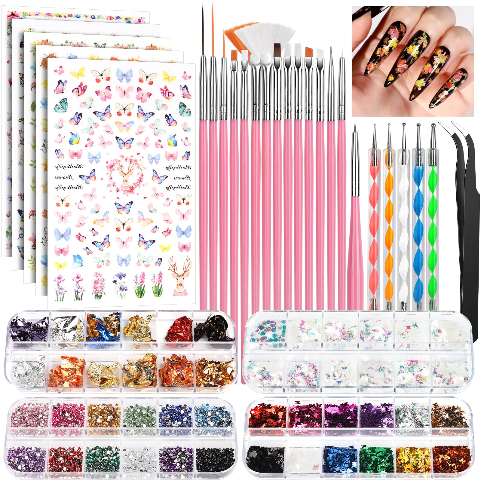 FANDAMEI nail art brushes set packaging displaying complete kit for versatile designs
