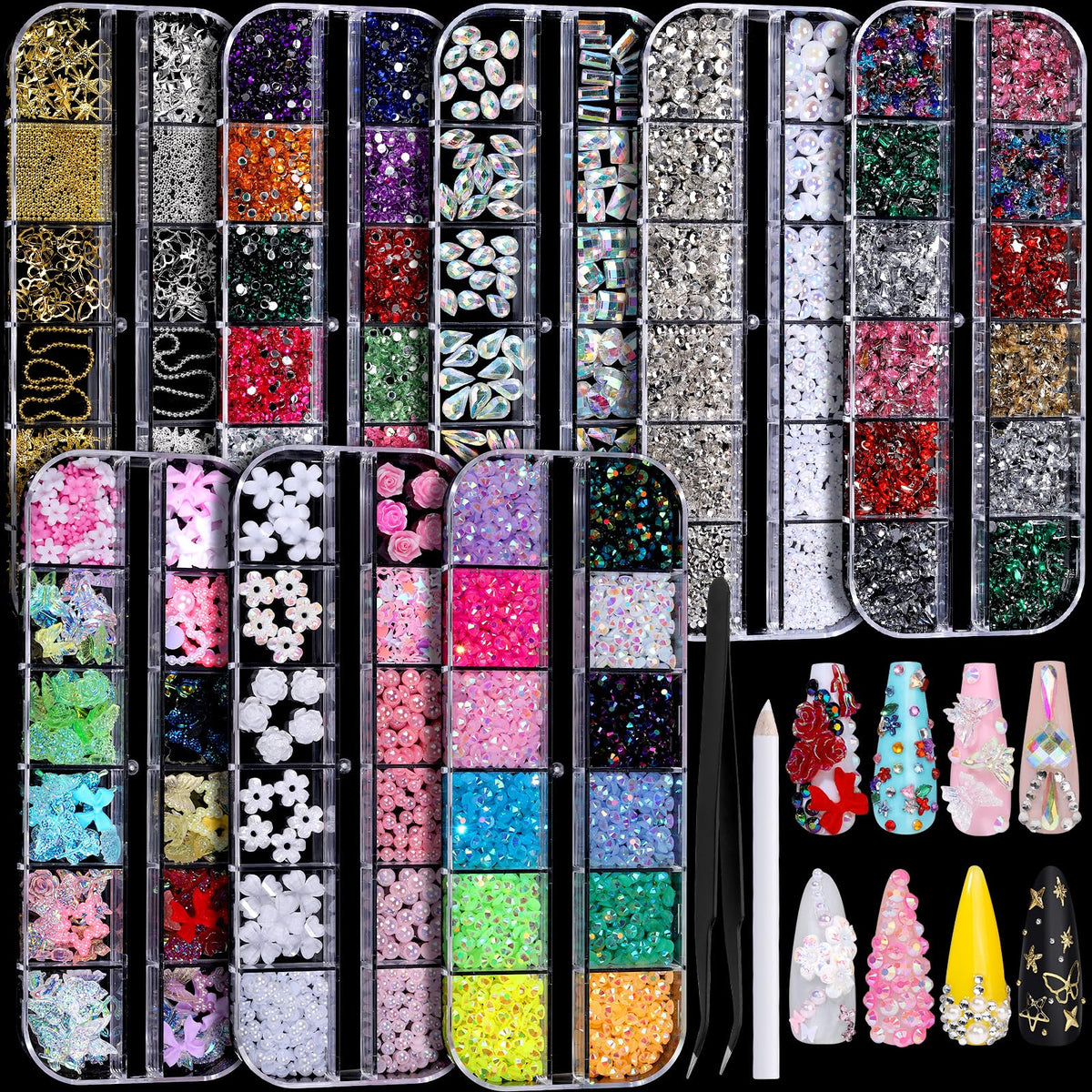 FANDAMEI Nail Charms Kit: eight-box set for salon-quality at-home manicures