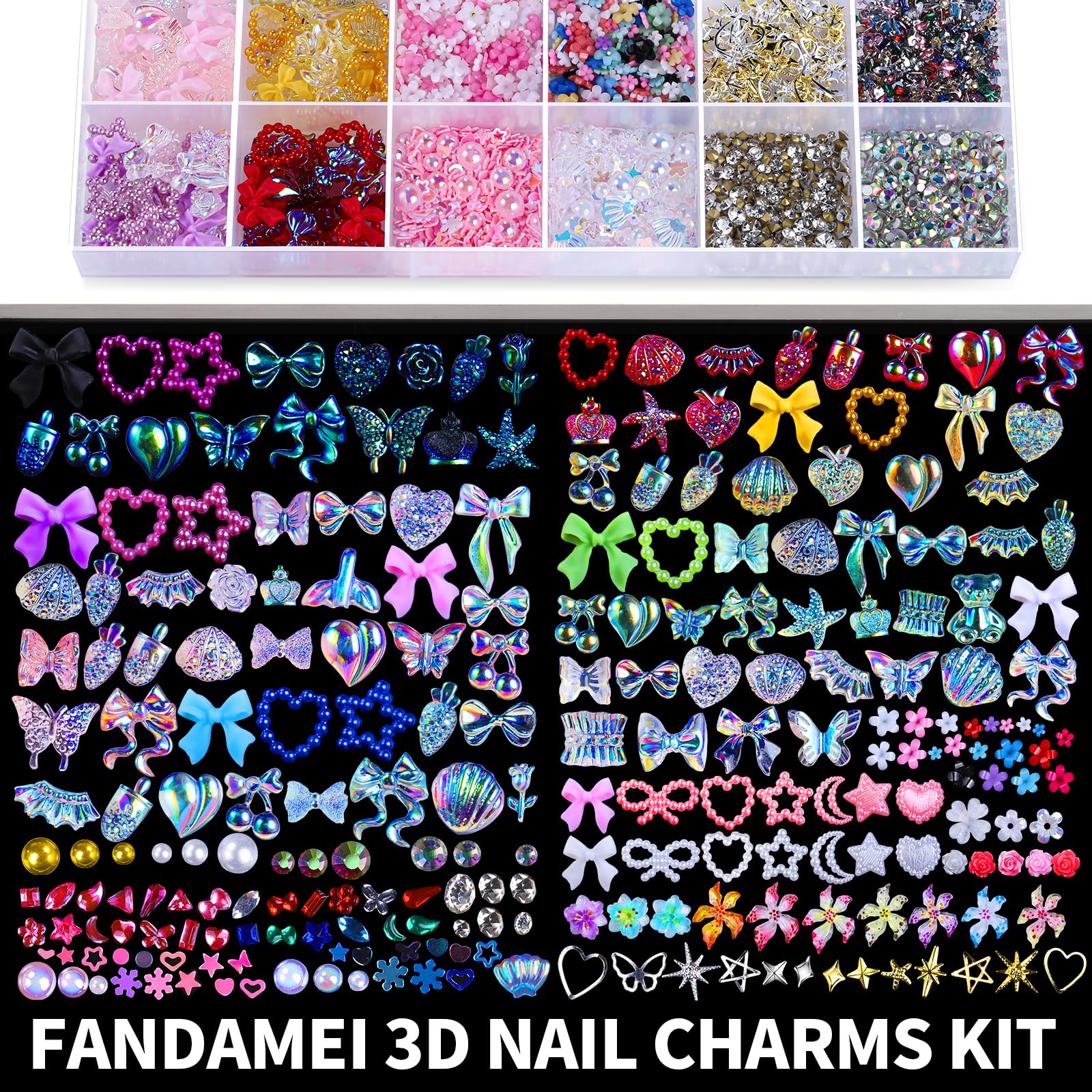Fandamei wax pencil and tweezer kit for precise placement on nails.