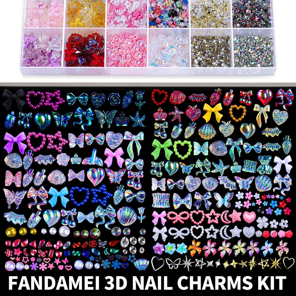 Fandamei wax pencil and tweezer kit for precise placement on nails.