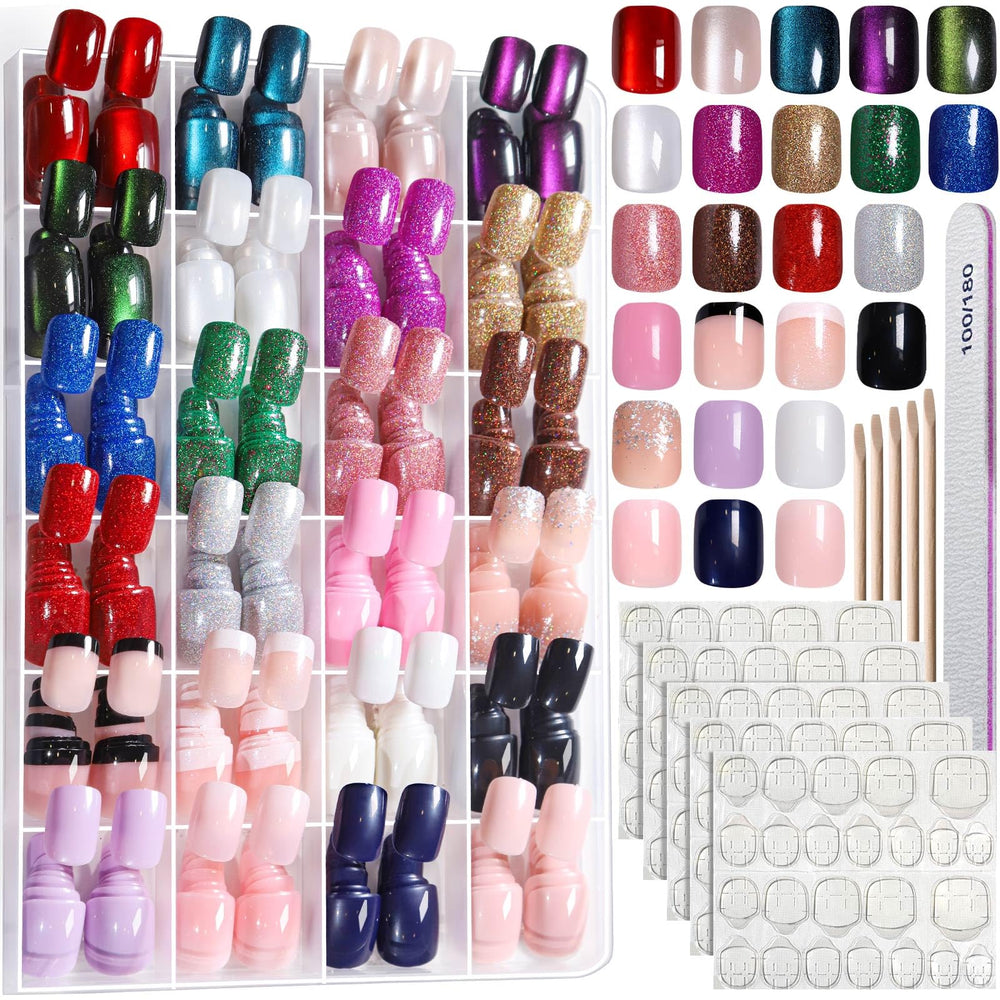 Fandamei press-on nails kit with 24 colors for quick at-home manicures