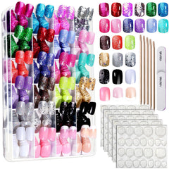 Fandamei press on nails kit 24 colors for quick at-home manicure.