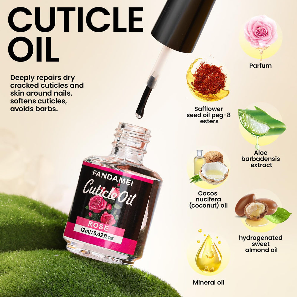 Fandamei rose cuticle oil with nail files and buffers for aftercare