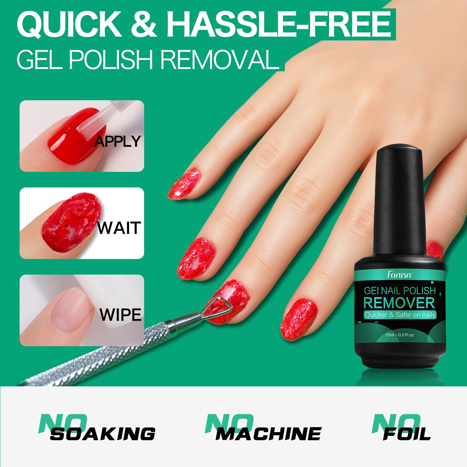 Fanisn two-pack box of gel nail polish remover for future removals