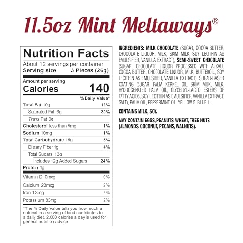 Side view of Mint Meltaways gift box, great for celebrations.