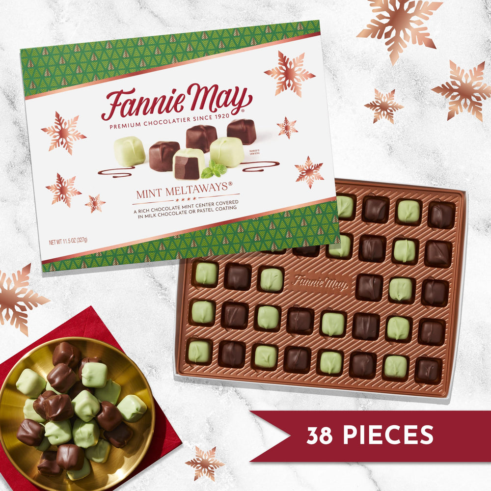 Pastel-coated mint meltaway close-up, festive stocking stuffer idea.