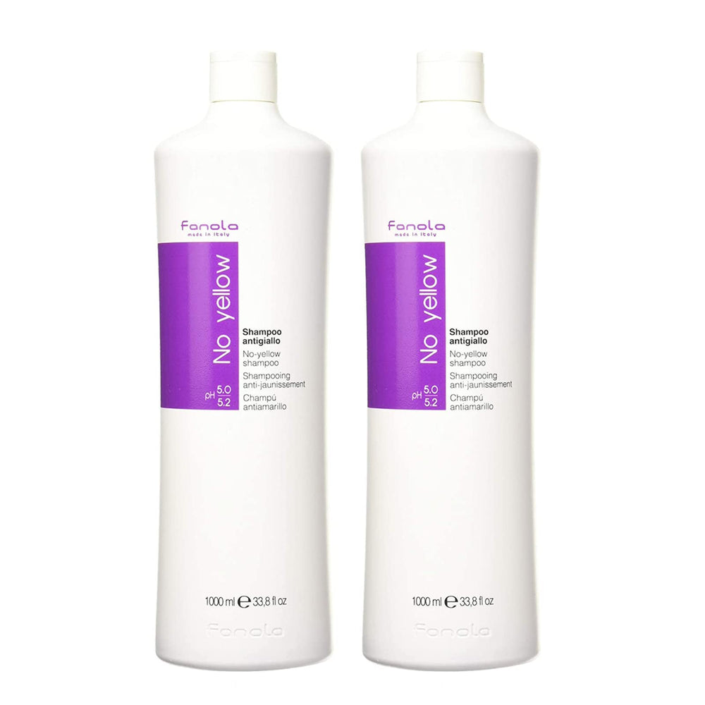 Fanola No Yellow bottle front highlighting violet pigment for brassiness control