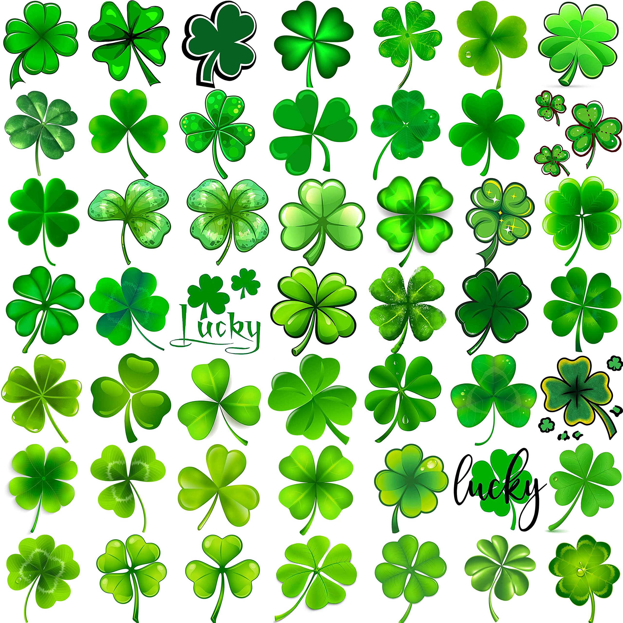 FANRUI 48 pcs 3D shamrock tattoos ready for St. Patrick's Day wear