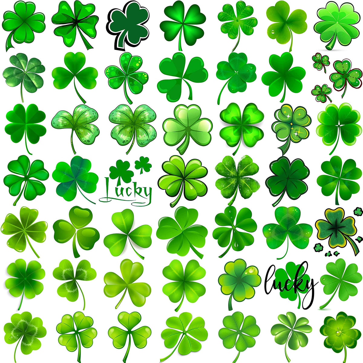 FANRUI 48 pcs 3D shamrock tattoos ready for St. Patrick's Day wear