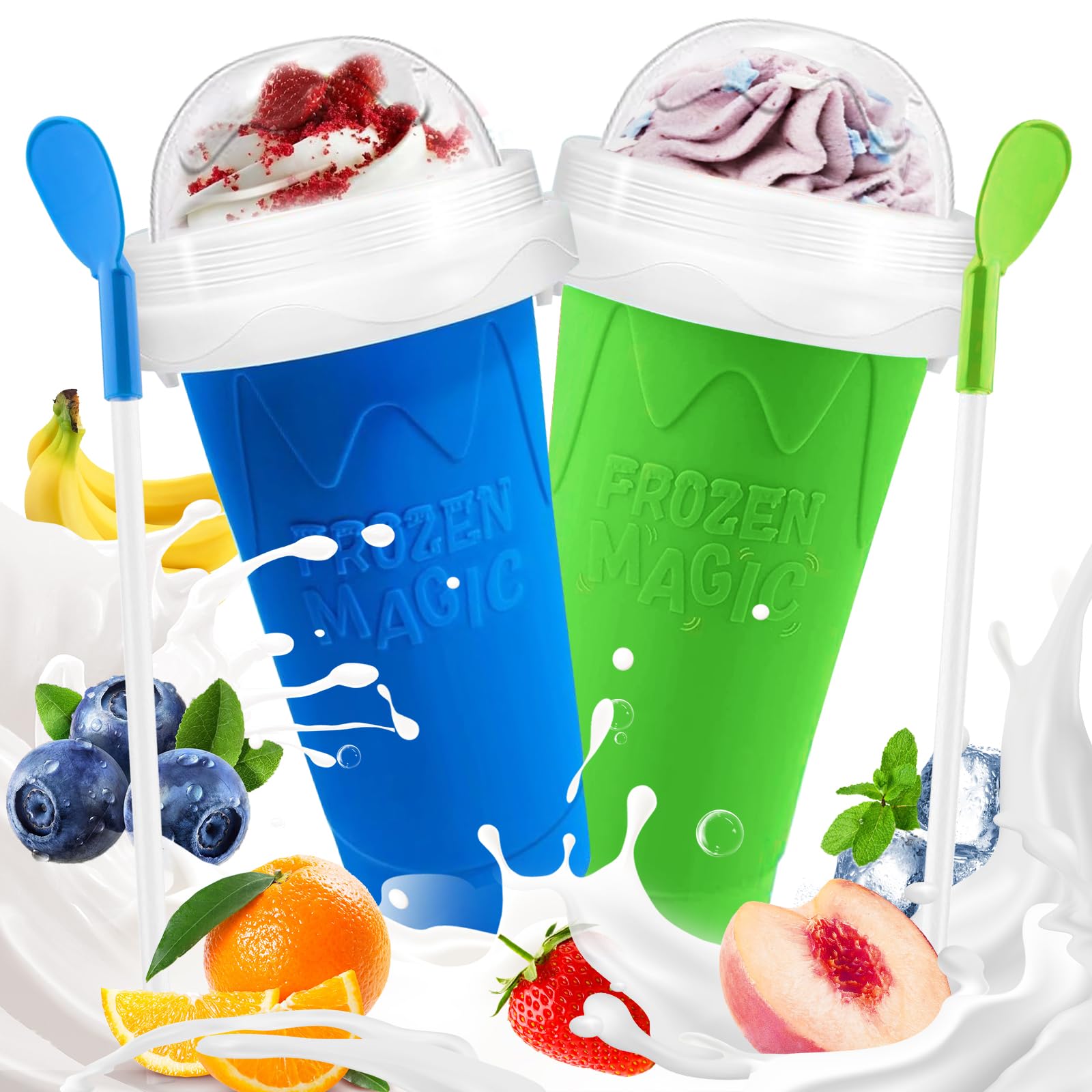 Fans-One Slushie Cup blue-green freezer-ready for quick frozen drinks.