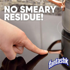 Fantastik Advanced Kitchen Cleaner applied to countertops removing grime easily.