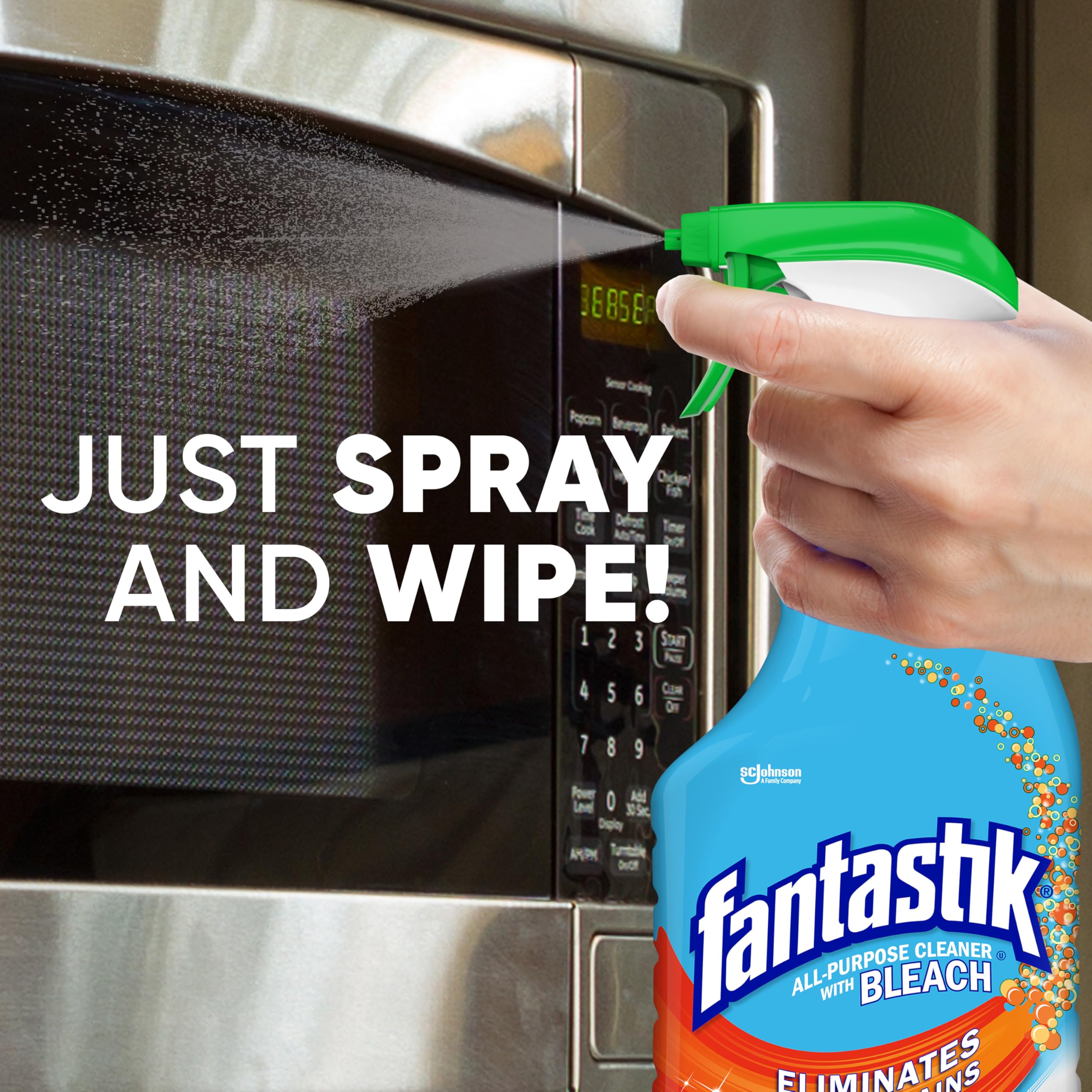 Fantastik on shower door cleans soap scum