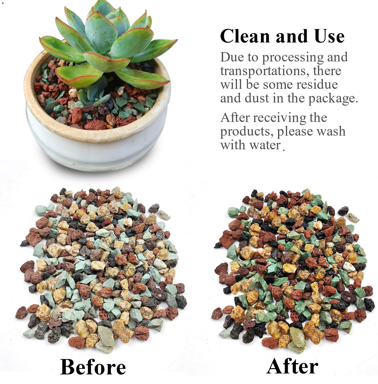 FANTIAN decorative plant gravel sits on soil surface to prevent mud splash and weeds.