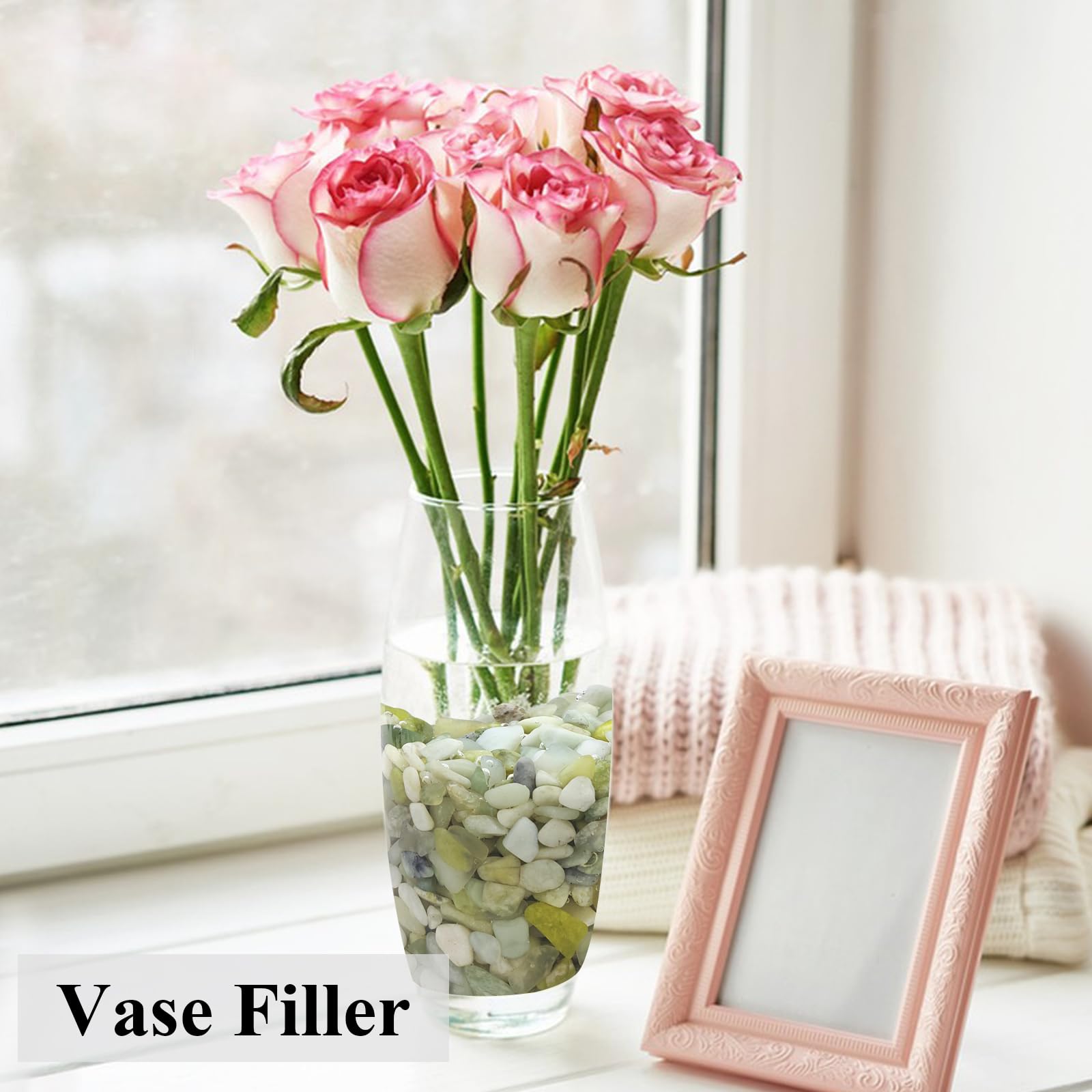 FANTIAN jade pebbles suit floral arrangements and bowls for a clean finish.