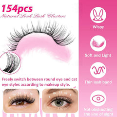 FANXITON D-curl lash clusters with ultra-feathery texture blend naturally
